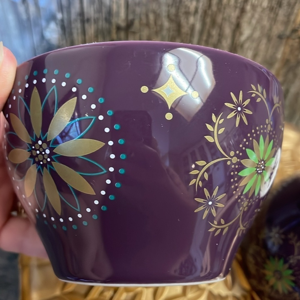 Starbucks |Holiday| 2006 | Gold & Eggplant Purple | Star| Coffee | 12 oz Cup Set - Picture 10 of 16